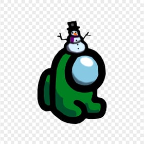 HD Green Among Us Mini Crewmate Baby With Snowman Hat PNG