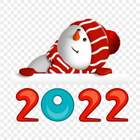 HD 2022 Text With Snowman Illustration PNG