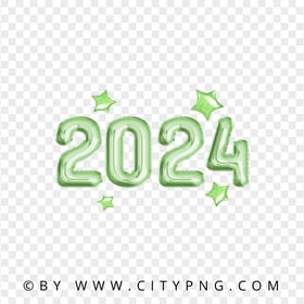 Green 2024 With Stars Balloons Styles Image PNG