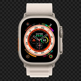 Apple Watch Ultra Starlight Alpine Front View HD PNG