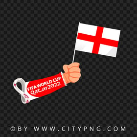 HD England World Cup 2022 Hand Holding Flag Pole PNG