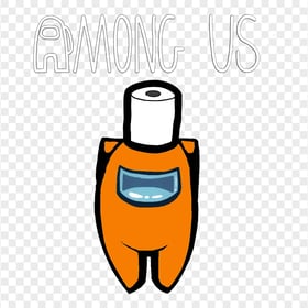 HD Toilet Paper Orange Among Us Character With Logo PNG