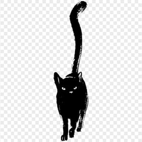 Black Cat Silhouette Walking HD Transparent Background