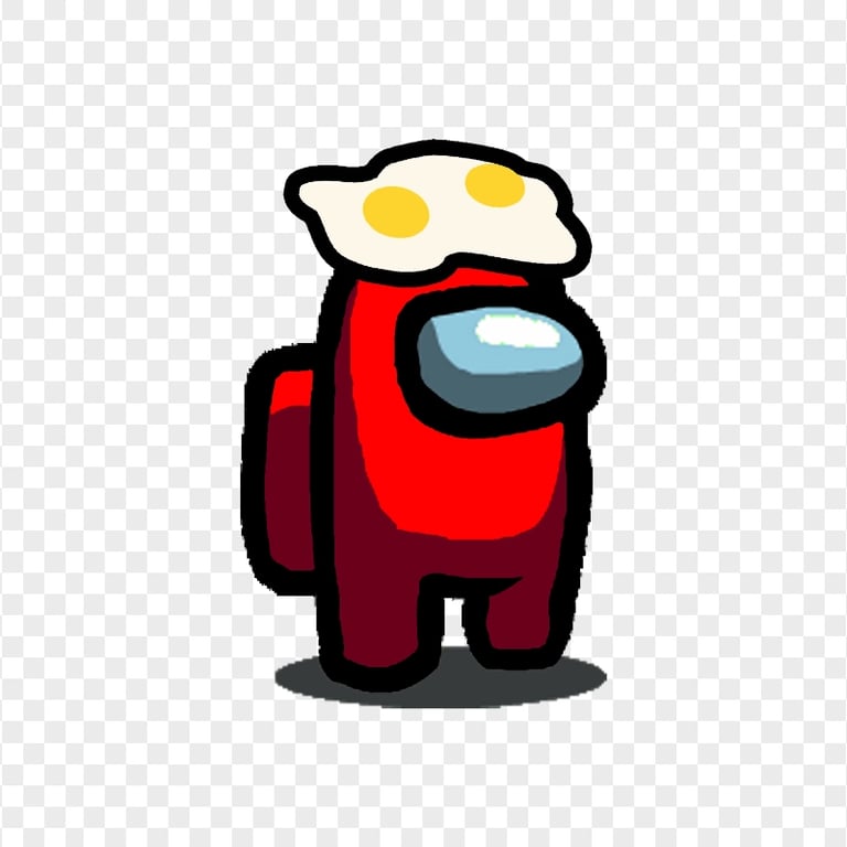 HD Red Among Us Character With Two Egg On Head Hat PNG Citypng