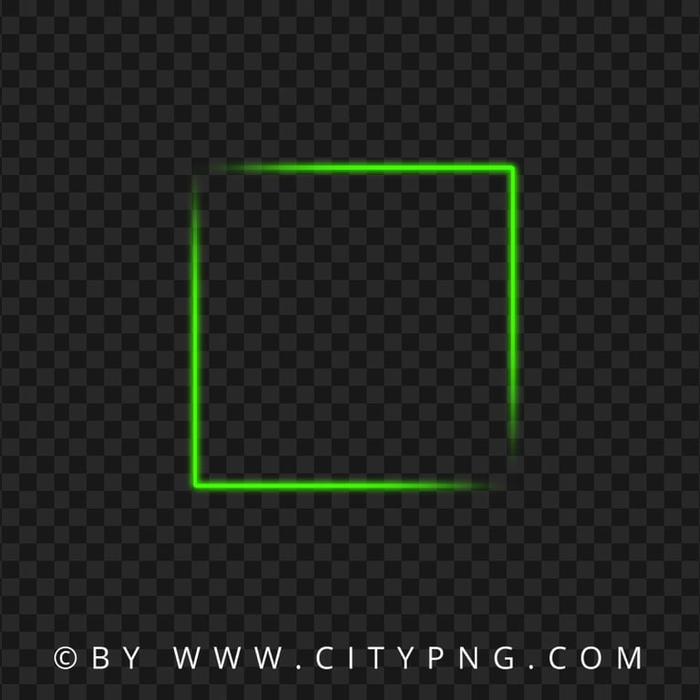 Creative Square Neon Green Frame Border PNG Image Citypng