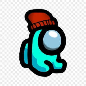 HD Cyan Among Us Mini Crewmate Character Baby Red Beanie Hat PNG