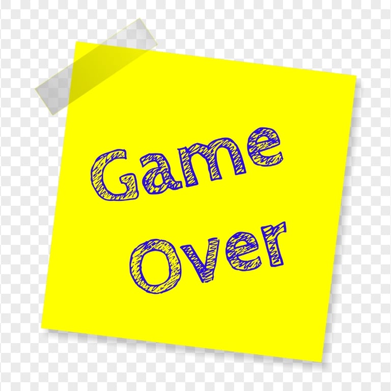HD Game Over Yellow Sticky Post Note Transparent PNG