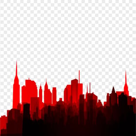 City Skyline Red Dark Silhouette PNG Image