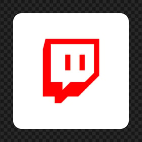 HD White & Red Twitch TV Square Icon Transparent Background PNG