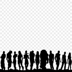 HD Group Of Persons People Black Silhouette PNG