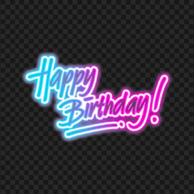 HD Pink And Blue Happy Birthday Neon Text PNG