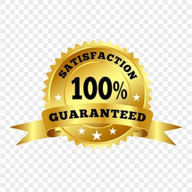 Gold 100% Satisfaction Guaranteed Badge Logo FREE PNG