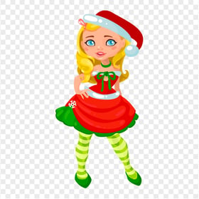 Cartoon Beautiful Girl Wearing Christmas Costume PNG