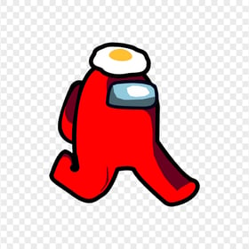 HD Red Among Us Character Walking With Egg Hat PNG