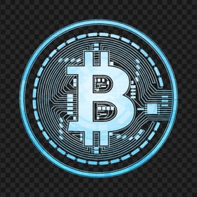 HD Beautiful Blue BTC Bitcoin Crypto Blockchain Coin Icon PNG