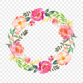 Watercolor Floral Wreath PNG Image