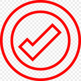 Red Outline Round Tick Check Mark Icon Sign Transparent PNG
