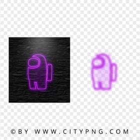 HD Purple Neon Among Us Character PNG