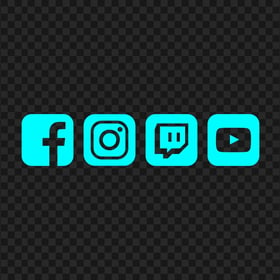 HD Aqua Blue Facebook Instagram Twitch Youtube Square Icons PNG