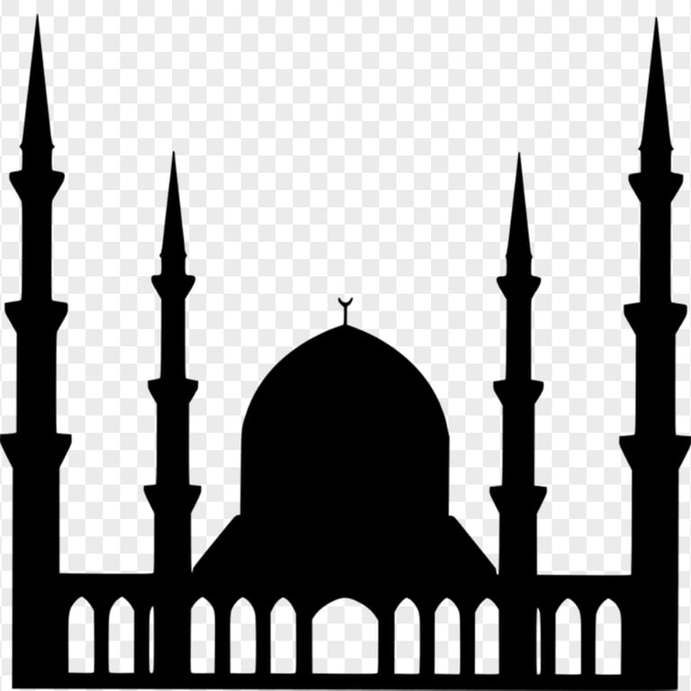 Arabic Black Silhouette Masjid Mosque Vector