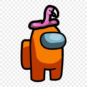HD Among Us Crewmate Orange Character With Flamingo Hat PNG