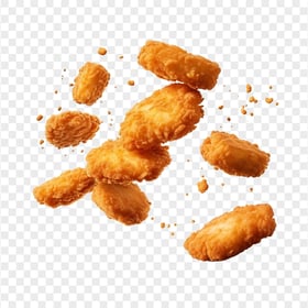 Crunchy Flying Chicken Nuggets HD Transparent Background