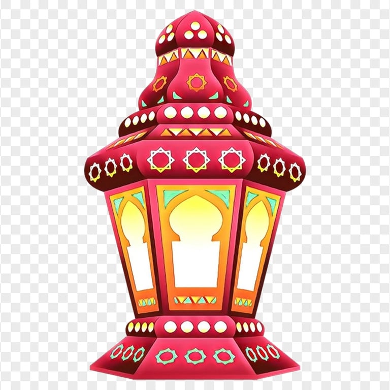 Red Ramadan Arabic Lamp Illustration فانوس رمضان