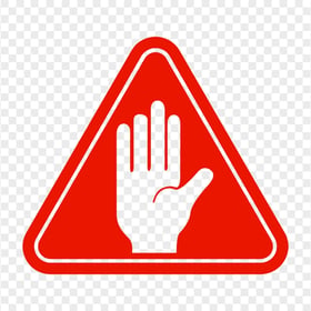 HD Outline Hand Stop Silhouette On Red Triangle Road Sign PNG