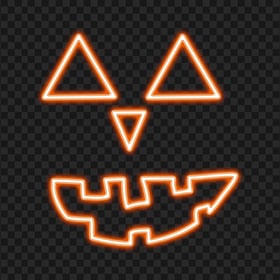 Neon Orange Monster Halloween Pumpkin Face HD PNG