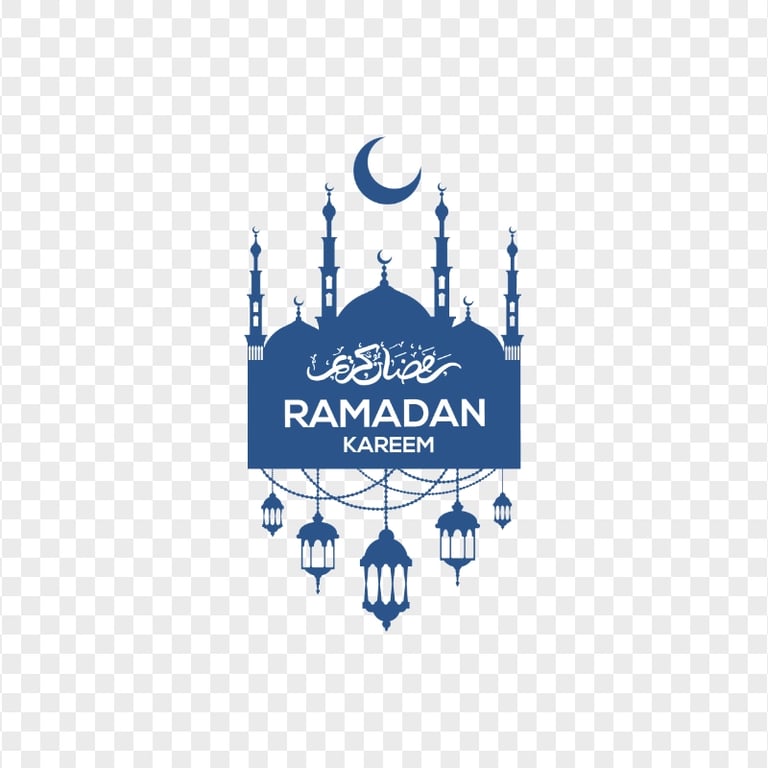 Blue Ramadan Kareem Lanterns Mosque Moon