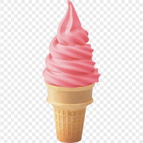 Strawberry Pink Ice Cream Cone PNG Image