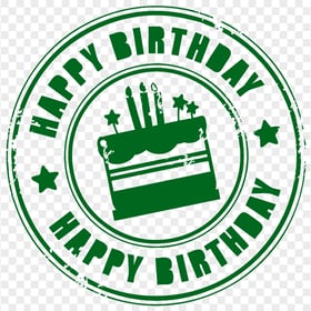 HD Green Happy Birthday Round Stamp PNG