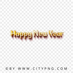 Happy New Year Golden Text PNG Image