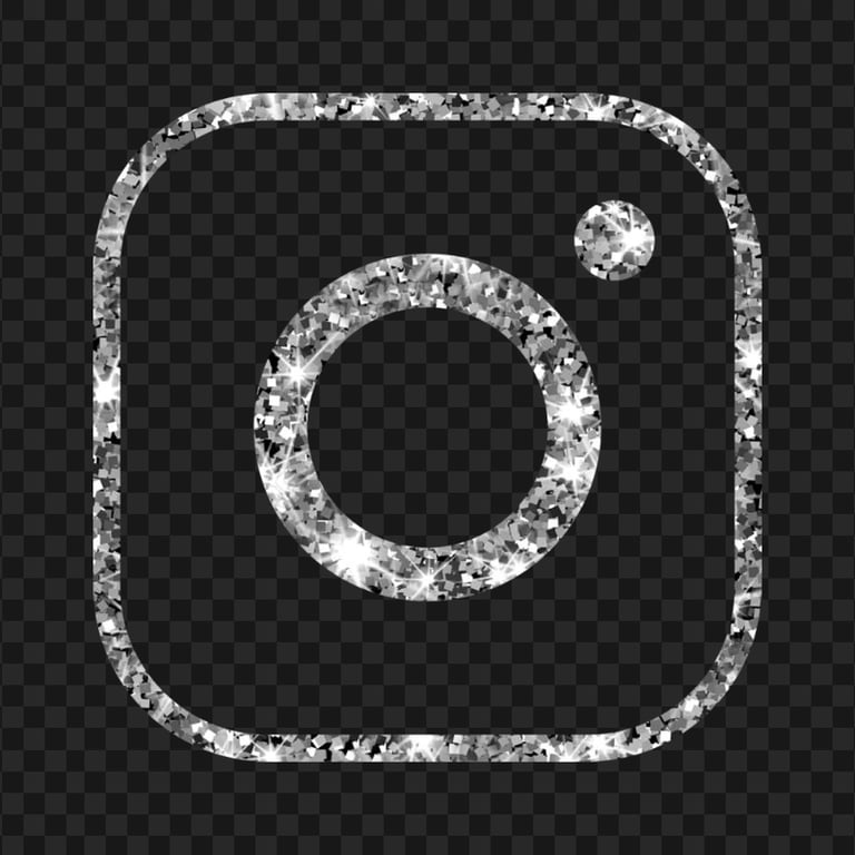 HD Aesthetic Silver Glitter Instagram IG Logo Icon PNG