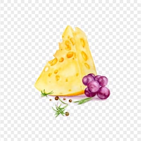 Watercolor Cheese Piece PNG Image