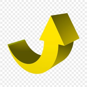 HD Yellow 3D Curved Arrow Pointing Up PNG