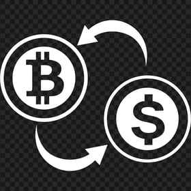 HD White Bitcoin To USD Converter Icon PNG