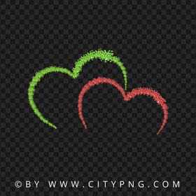 Two Red And Green Glitter Hearts HD PNG