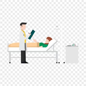 Physician Doctor Hospital Patient Bed Cartoon