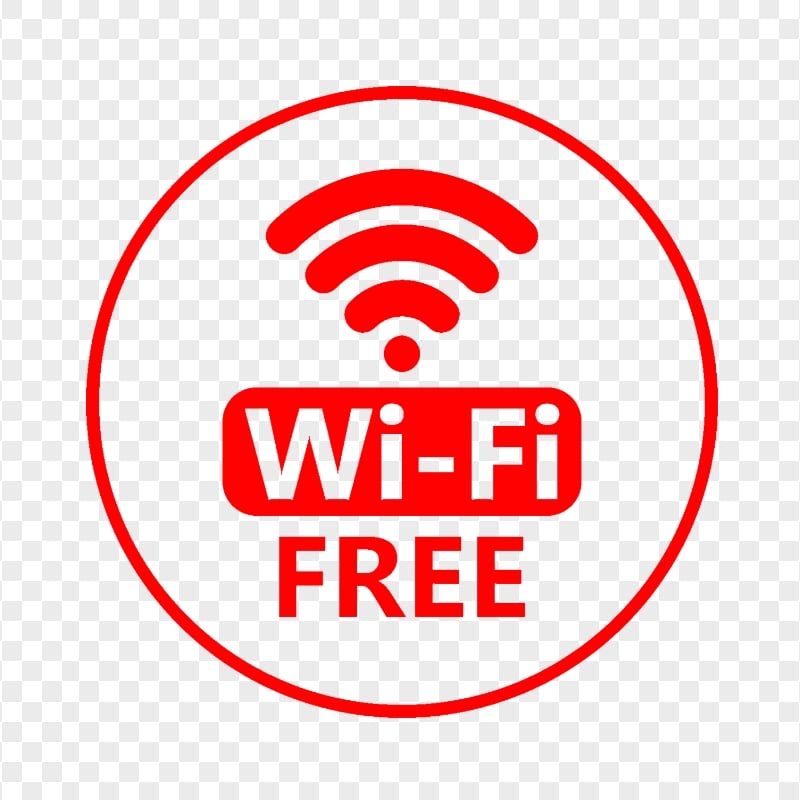 Free Wi-Fi Round Red Logo Icon Sign Download PNG