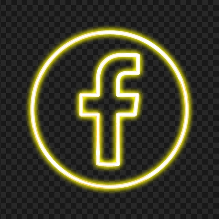 Yellow Neon Facebook Logo Icon Transparent PNG