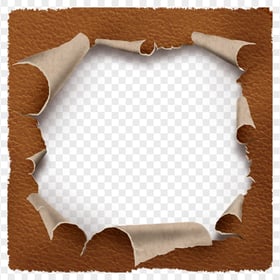 Brown Leather Teared Ripped Hole Effect PNG Image