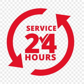 24 Hours Service Red Logo Icon Sign Image PNG