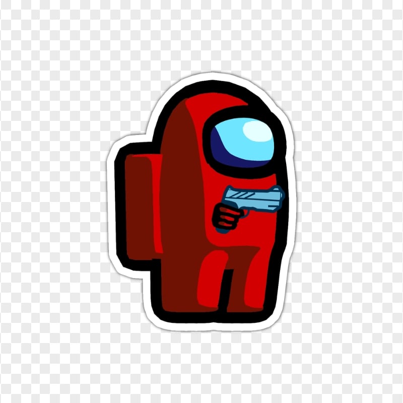 HD Red Among Us Character Gun Hand Stickers PNG Citypng