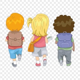 Cartoon Three Children Back To School PNG