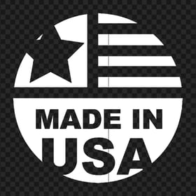 Made in USA White Round Logo Sign Transparent Background