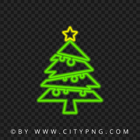 HD Beautiful Green Neon Christmas Tree With Star On Top PNG
