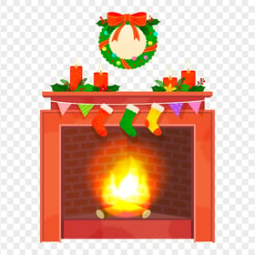 Clipart Christmas Decorated Fireplace Image PNG