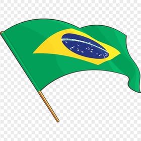 Vector Brazil Flag On Wooden Pole HD PNG