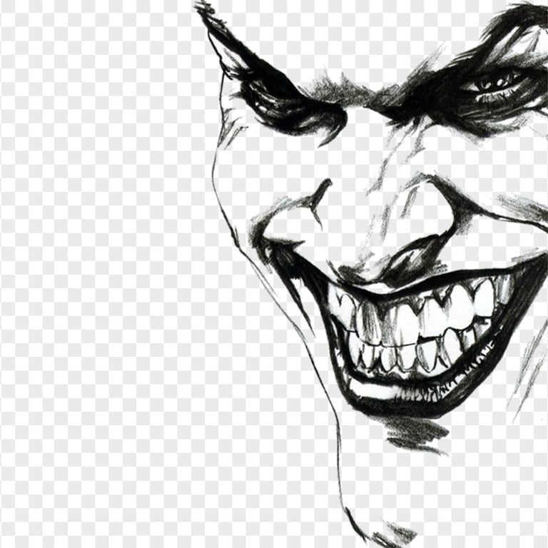 Joker Black Smiling Face Silhouette Sketch Drawing